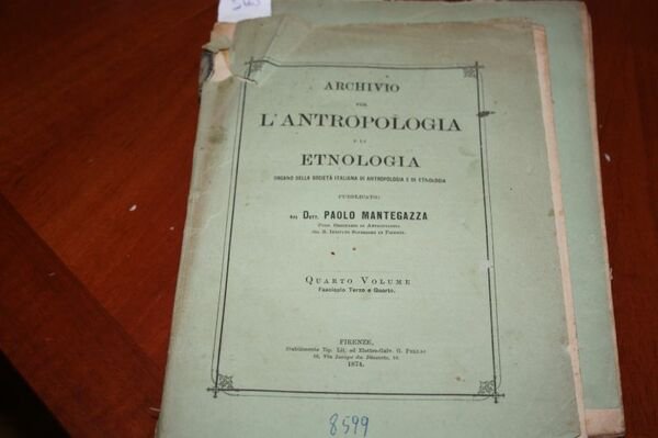 MICROCEFALO BOLIVIANO ARCHIVIO PER L'ANTROPOLOGIA E LA ETNOLOGIA MANTEGAZZA 1874