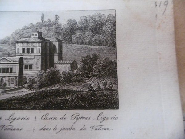 IL CASINO DI PIRRO LIGORIO IL GIARDINO VATICANO INCISIONE 1800