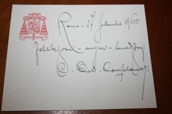 AUTOGRAFO CARDINALE CONFALONIERI 1960