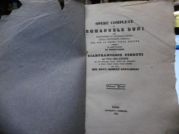 OPERE COMPLETE DI EMMANUELE DUNI GIANFRANCO FINETTI VOLUME QUARTO ROMA …