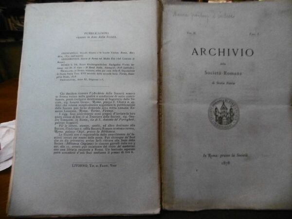 AGOSTINO CHIGI IL MAGNIFICO ARCHIVIO SOCIETA'ROMANA STORIA ROMANA VOL.II FASC …