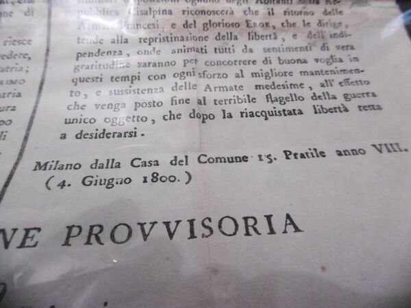 PROCLAMA BONAPARTE MILANO 4 GIUGNO 1800