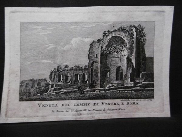 VEDUTA DEL TEMPIO DI VENERE A ROMA 1824 PARBONI
