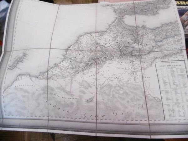 MAROCCO 1900 CARTINA TELATA A BANDE