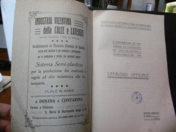 Esposizione di materiali da costruzione e complementari 1907 CATALOGO UFFICIALE …