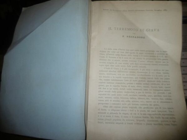 GIAVA TERREMOTO P.REZZADORE BOLL.ESTRATTO GEOG.ITAL.DICEMBRE 1883