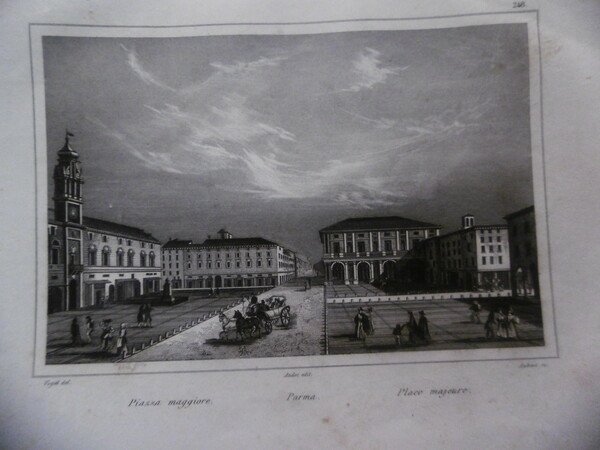 Audot PARMA - Piazza Maggiore incisione