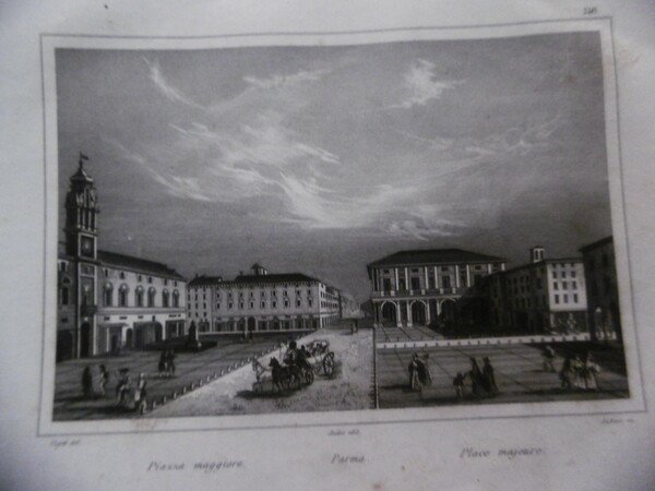 Audot PARMA - Piazza Maggiore incisione