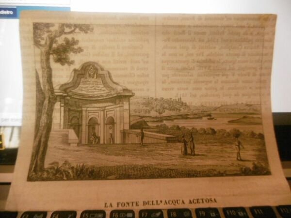 LA FONTE DELL'ACQUA ACETOSA INCISIONE 1800 CIRCA