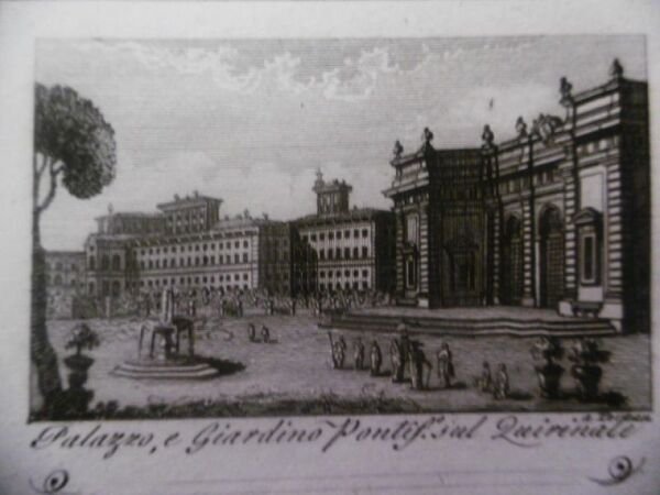 PALAZZO E GIARDINO PONTIFICIO SUL QUIRINALE INCISIONE