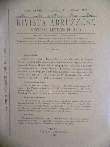 LA DEA ANCARIA RIVISTA ABRUZZESE MAGGIO 1913