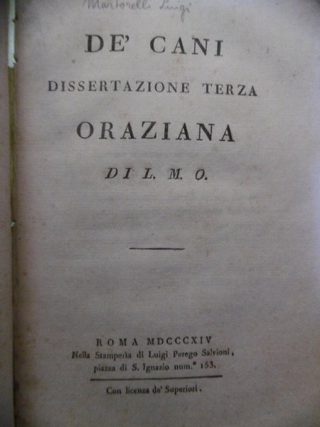 MARTORELLI LUIGI DE CANI DISSERTAZIONE TERZA ORAZIANA DI L.M.O 1814