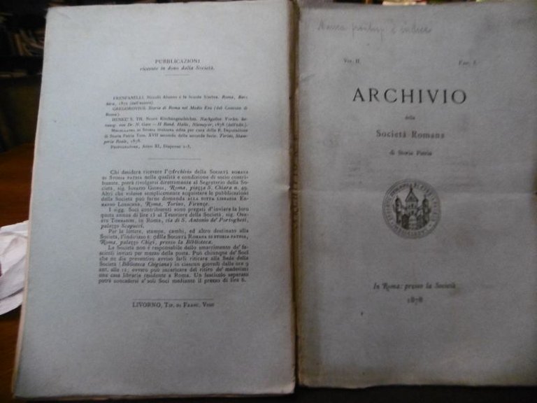 AGOSTINO CHIGI IL MAGNIFICO ARCHIVIO SOCIETA'ROMANA STORIA ROMANA VOL.II FASC …