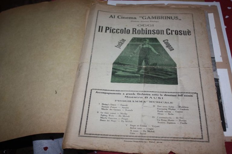 AL CINEMA GAMBRINUS OGGI IL PICCOLO ROBINSON CROSUE' PUBBLICITA'