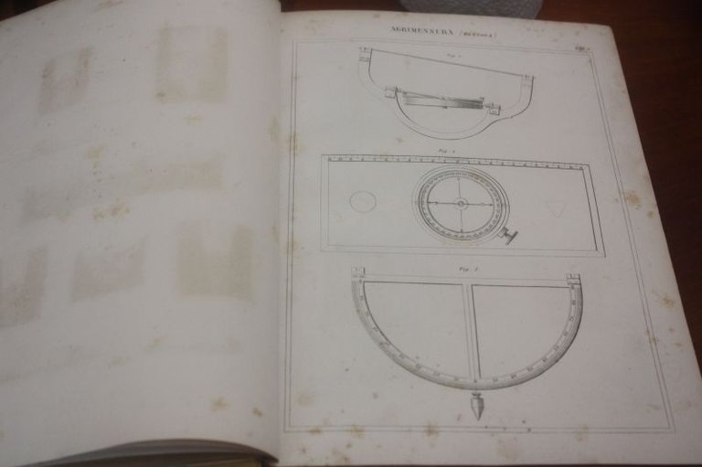 Antica incisione 1866 AGRIMENSURA BUSSOLA