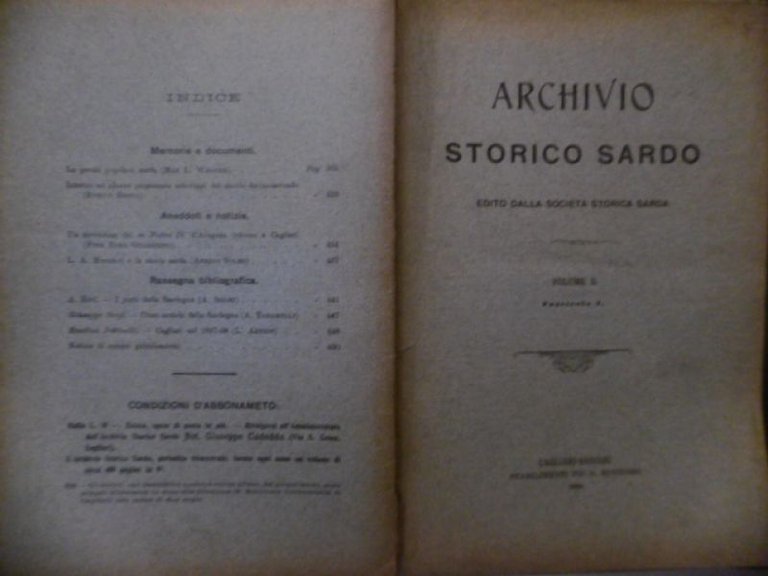 ARCHIVIO STORICO SARDO VOL.II FASC.4 STAB.MONTORSI SASSARI 1906 POESIA POPOLARE …