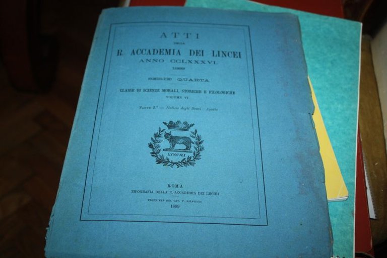 ATTI DELLA R.ACCADEMIA DEI LINCEI 1889 AGOSTO CHIUSI NUOVE ISCRIZIONE …