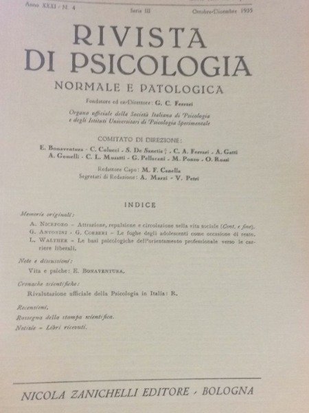 ATTRAZIONE REPULSIONE E CIRCOLAZIONE NELLA VITA SOCIALE RIV.SPICOLOGIA OTT DIC …