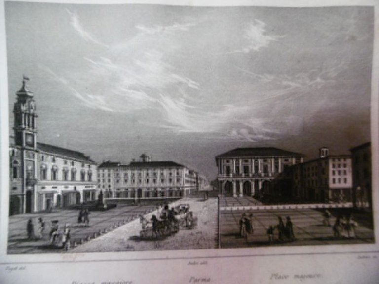 Audot PARMA - Piazza Maggiore incisione