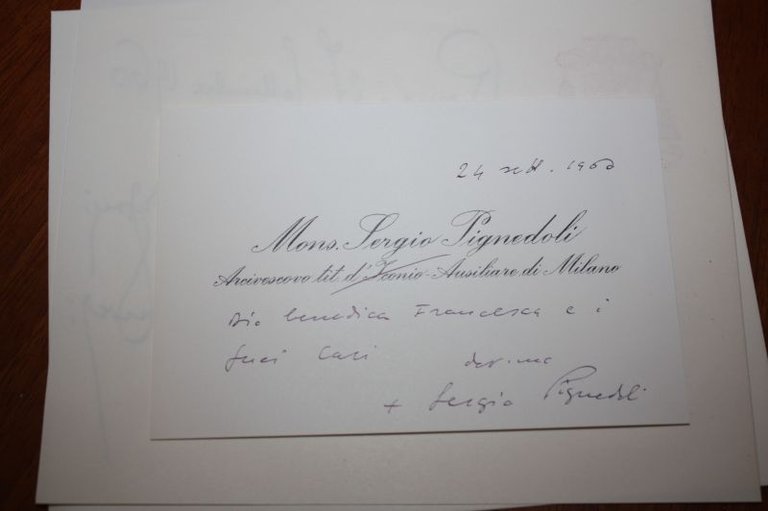 AUTOGRAFO CARDINALE SERGIO PIGNEDOLI 1960