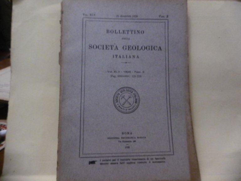 BOLLETTINO DELLA SOCIETA' GEOLOGICA ITALIANA 1926 DICEMBRE SUGLI INCLUSI NEL …