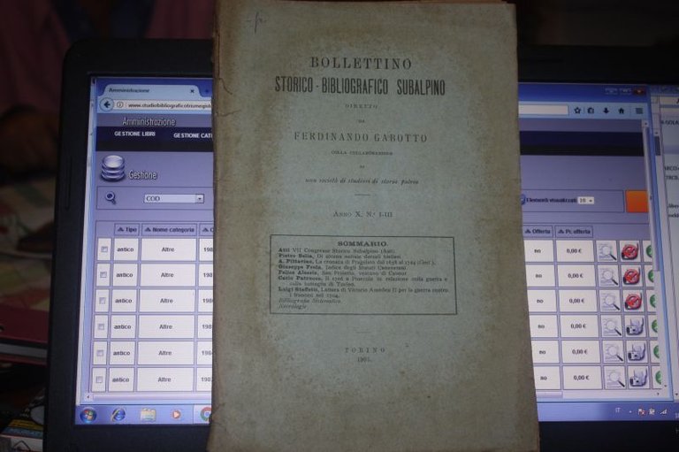 BOLLETTINO STORICO BIBLIOGRAFICO SUBALPINO 1905 TORINO ANNO X N.I III