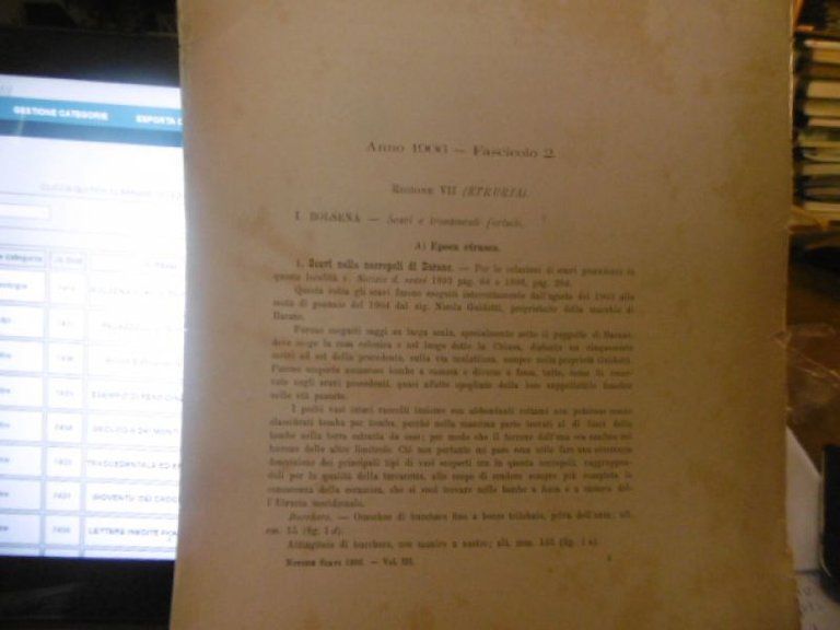 BOLSENA SCAVI E TROVAMENTI FORTUITI EPOCA ETRUSCA 1906
