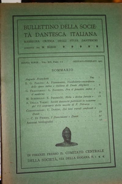 BULLETTINO DELLA SOCIETA DANTESCA ITALIANA GENNAIO FEBBRAIO 1905