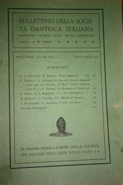 BULLETTINO DELLA SOCIETA' DANTESCA ITALIANA MARZO APRILE 1905