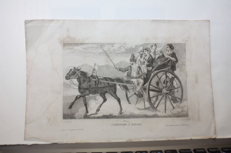CABRIOLET A NAPLES STAMPA ANTICA LESCHARD 1800