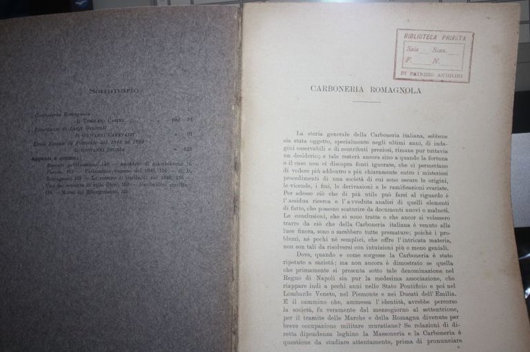 CARBONERIA ROMAGNOLA ARCHIVIO EMILANO RISORGIMENTO NAZIONALE ANNO I 1907 FASCICOLO …