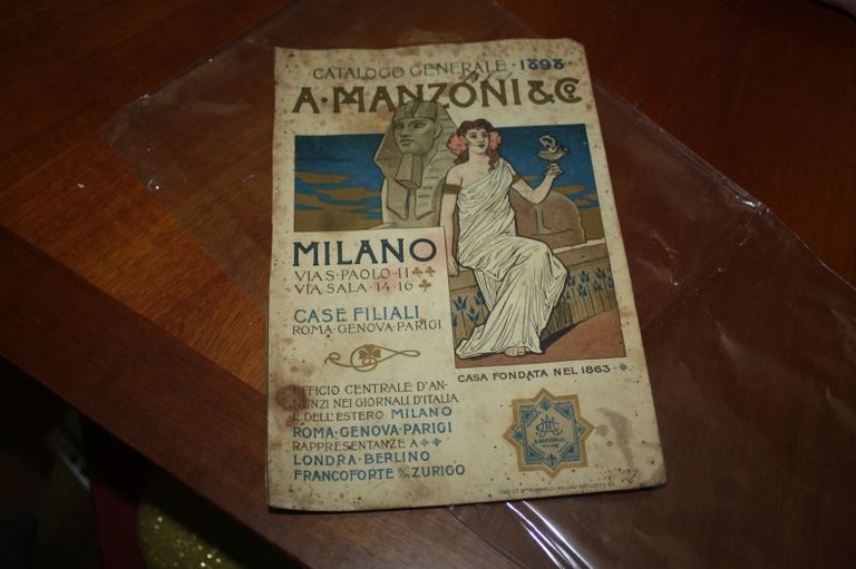 CATALOGO GENERALE 1898 A.MANZONI MILANO CALENDARIO 1898