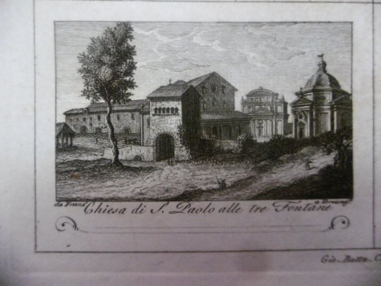 CHIESA DI SAN PAOLO ALLE TRE FONTANE INCISIONE CIPRIANI 1800