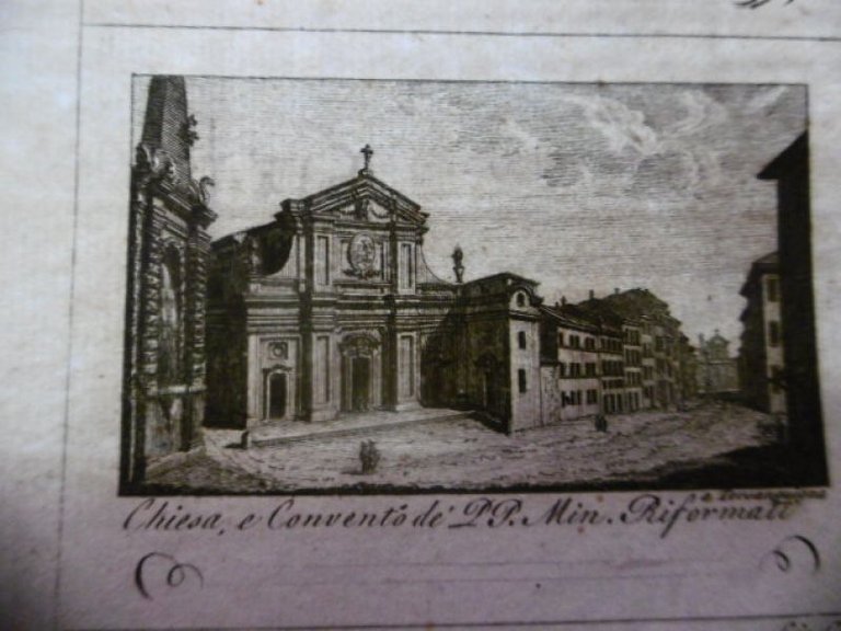 CHIESA E CONVENTO DEI P.MIN.RIFORMATI A TORSANGUIGNA INCISIONE 1800 CIPRIANI