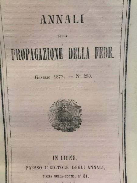 CINA MISSIONI D'ASIA VICARIATO APOSTOLICO DEL KIANG-NAN 1877 ANNALI DELLA …