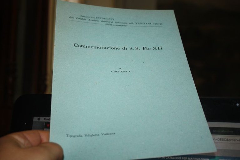 COMMEMORAZIONE DI S.S. PIO XII P.ROMANELLI TIPOGRAFIA POLIGLOTTA VATICANA