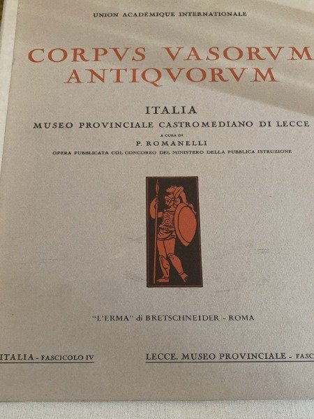 CORPUS VASORUM ANTIQUORUM MUSEO PROVINCIALE CASTROMEDIANO DI LECCE ROMANELLI L'ERMA …