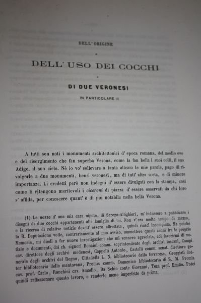 DELL'ORIGINE E DELL'USO DEI COCCHI DI DUE VERONESI IN PARTICOLARE …