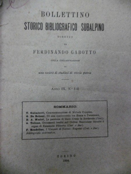 DI UNA CONTROVERSIA FRA BRUSCA E TARANTASCA BOLLETTINO STORICO BIBLIOGRAFICO …