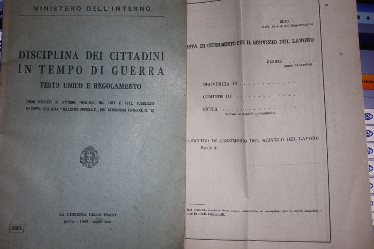 DISCIPLINA DEI CITTADINI IN TEMPO DI GUERRA TESTO UNICO E …