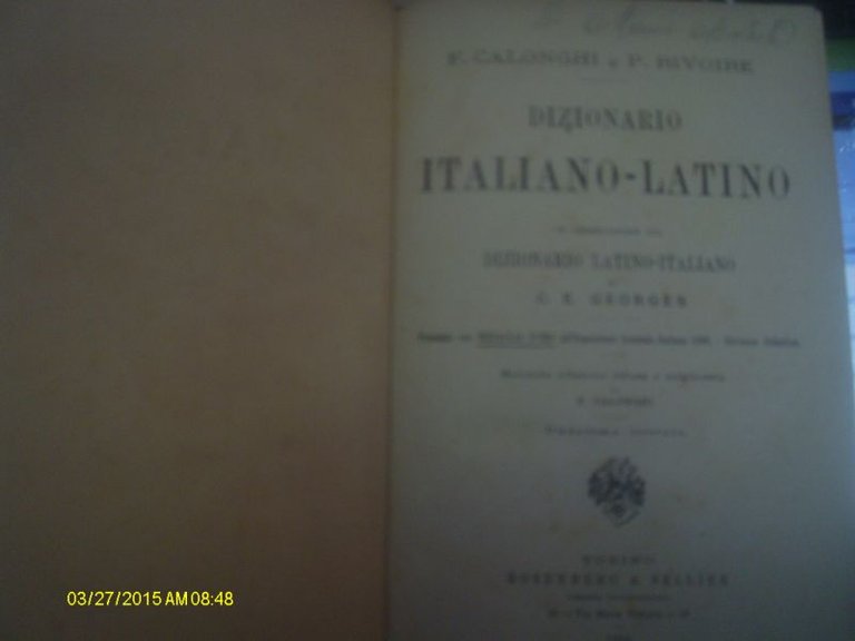 DIZIONARIO ITALIANO LATINO CALONGHI RIVOIRE ROSENBERG 1909