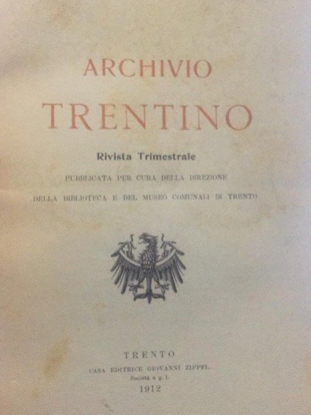 DOCUMENTO VOLGARE TRENTINO (1435) ARCHIVIO TRENTINO RIVISTA FASCICOLO I -II …