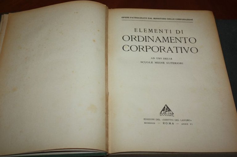 ELEMENTI DI ORDINAMENTO CORPORATIVO AD USO DELLE SCUOLE SUPERIORI EDIZIONI …