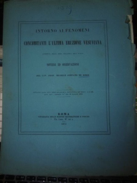 ERUZIONE VESUVIANA INTORNO AI FENOMENI MICHELE STEFANO DE ROSSI TIP.SCIENZE …