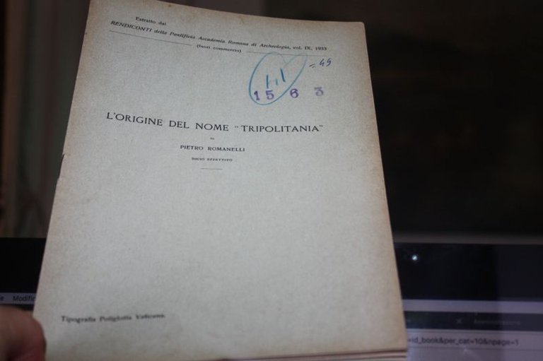 ESTRATTO RENDICONTI PONTIFICIA ACC ROMANA ARCHEOLOGIA 1933 L'ORIGINE DEL NOME …
