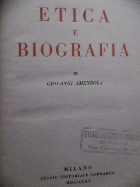 ETICA E BIOGRAFIA