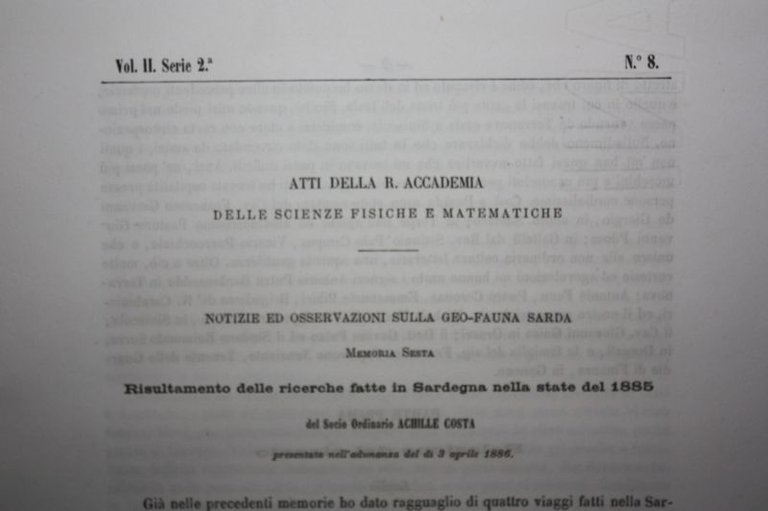 GEO FAUNA SARDA NOTIZIE E OSSERVAZIONI RICERCHE FATTE NEL 1885 …