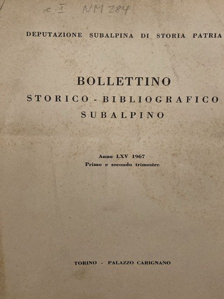 GIUSEPPE DE MAISTRE BOLLETTINO STORICO BIBLIOGRAFICO SUBALPINO PRIMO E SECONDO …