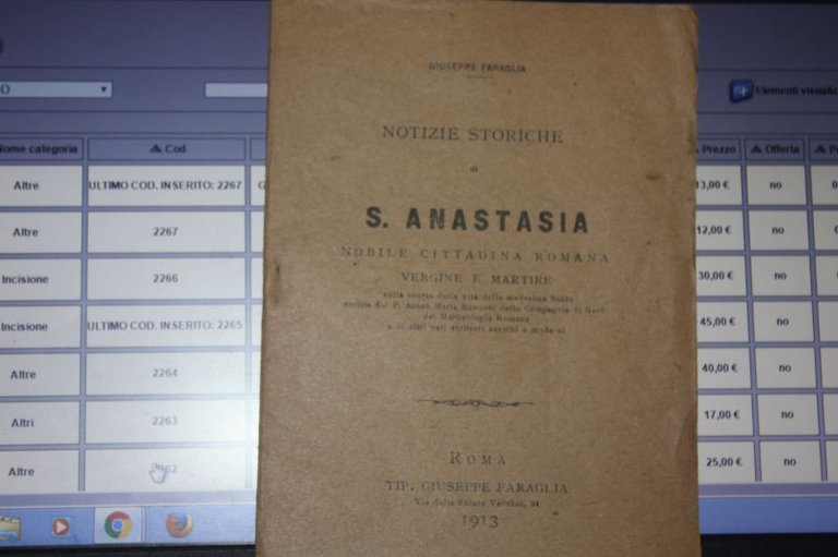 GIUSEPPE FARAGLIA NOTIZIE STORICHE S.ANASTASIA 1913