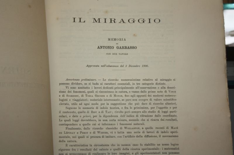 IL MIRAGGIO DI ANTONIO GARBASSO 1906 CON DUE TAVOLE ALLEGATE